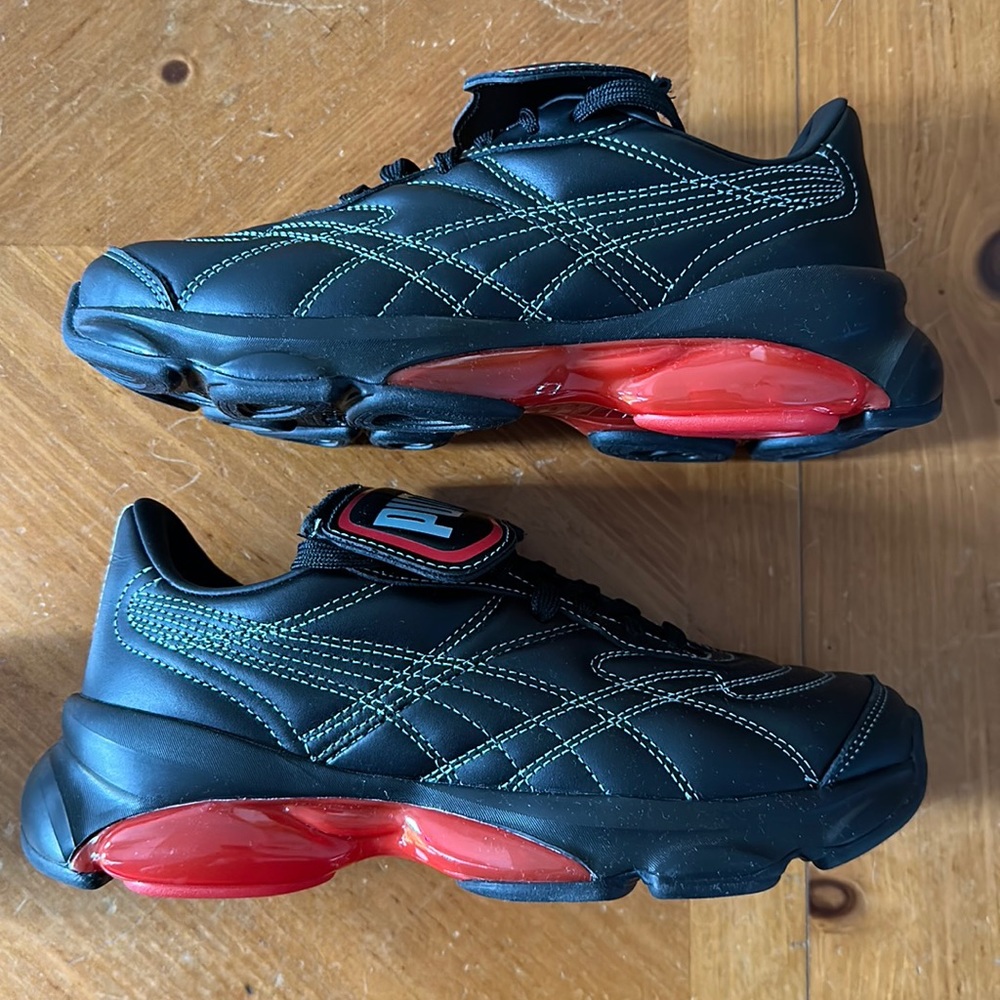 Women’s Puma Dua Lipa x Cell Dome King Sneakers Black Poppy Red 387289-01 Sz 7
